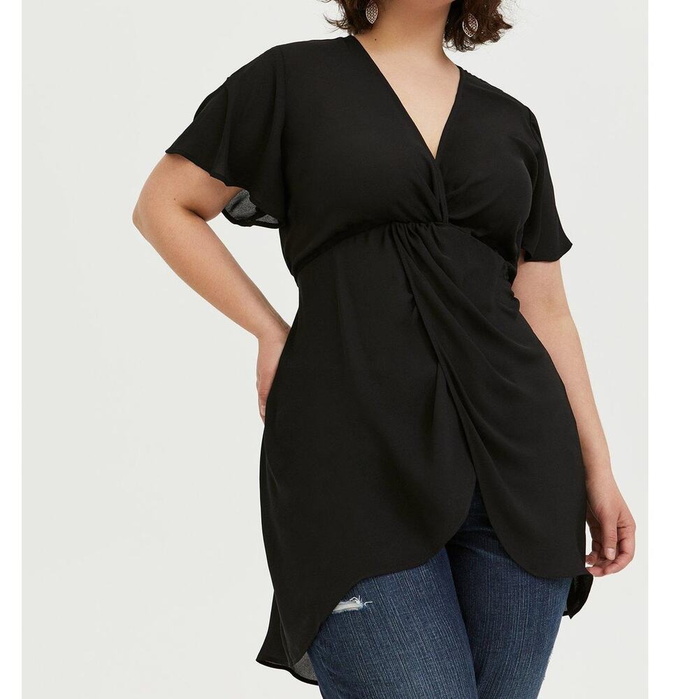 Torrid Womens Chiffon Hi Low Top Plus Size 3X Whimsygoth Witchy Vamp Semi Sheer